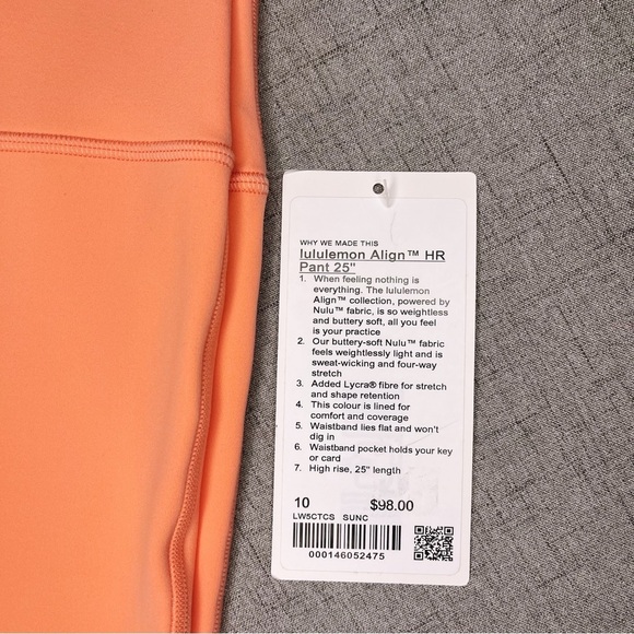 Lululemon Align High Rise Pants Leggings Sunny Coral 10 NWT - Picture 10 of 12